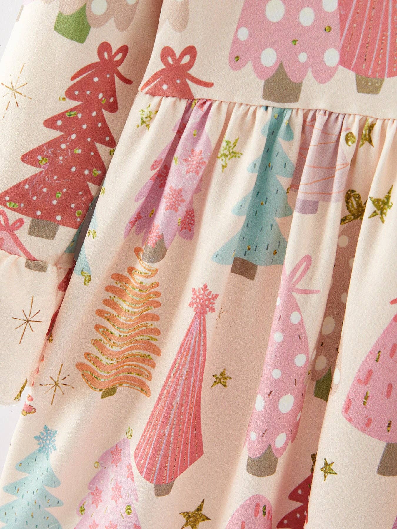Christmas Tree Print Girls Dress: 7