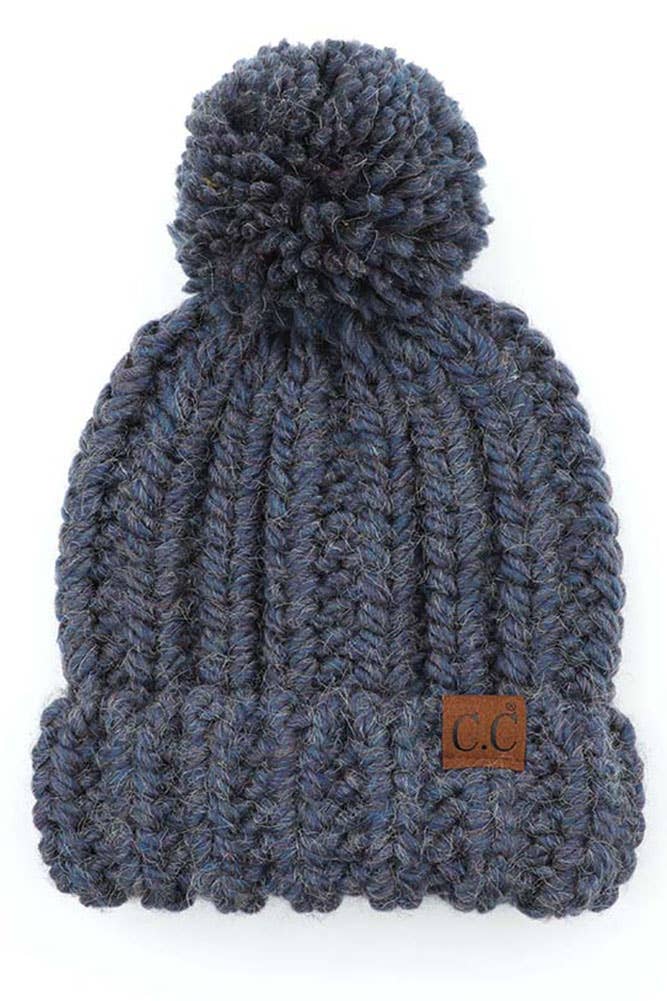 C.C Special Chunky Yarn Beanie Winter Hat: Grey