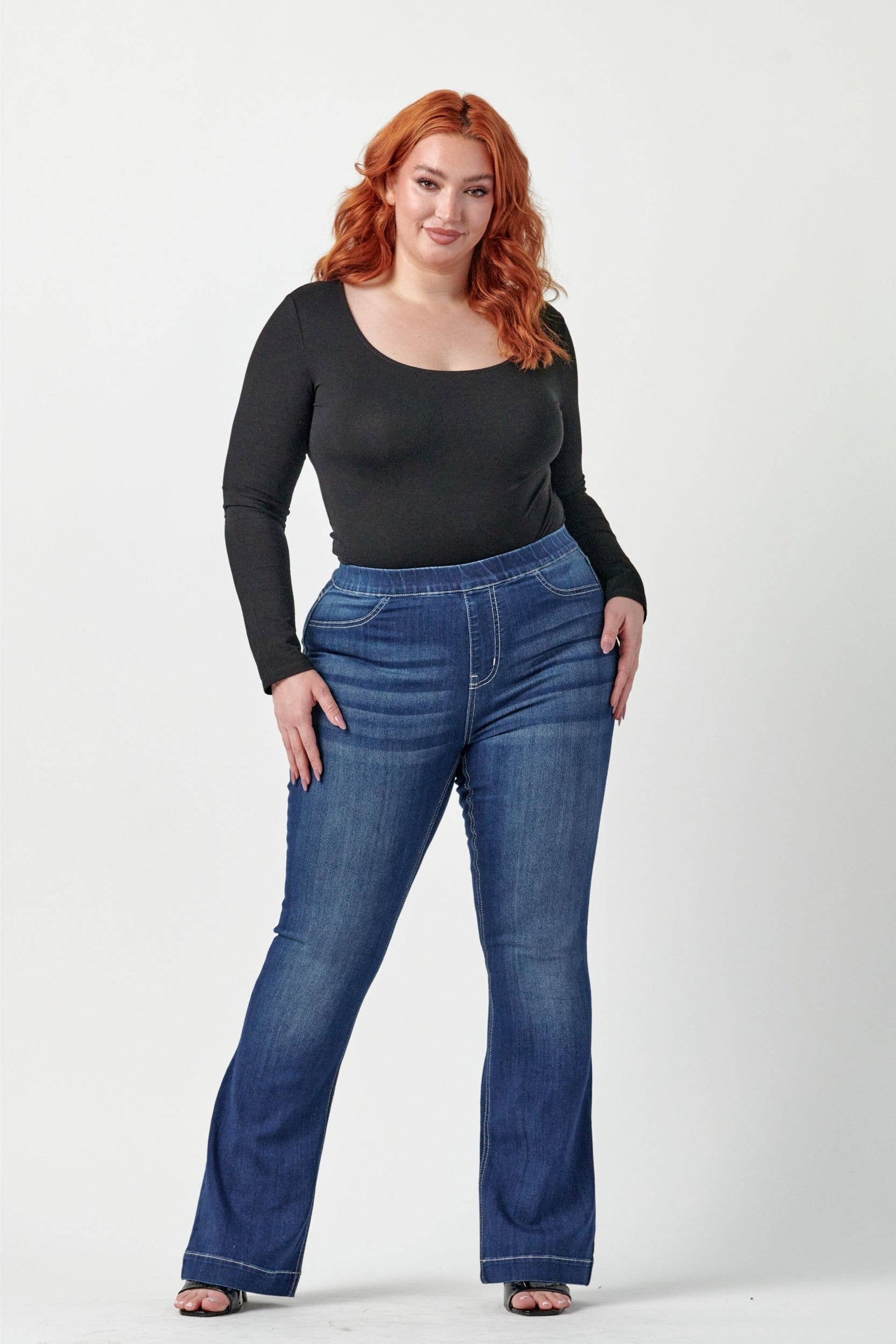 Plus Mid Rise Dark Flare Jegging [AB35324DKP]: 2X