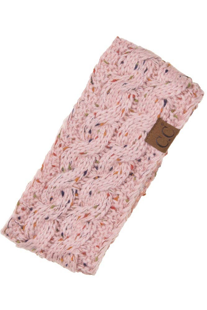 C.C Chunky Knit Confetti Sherpa Lined Headband: Oatmeal