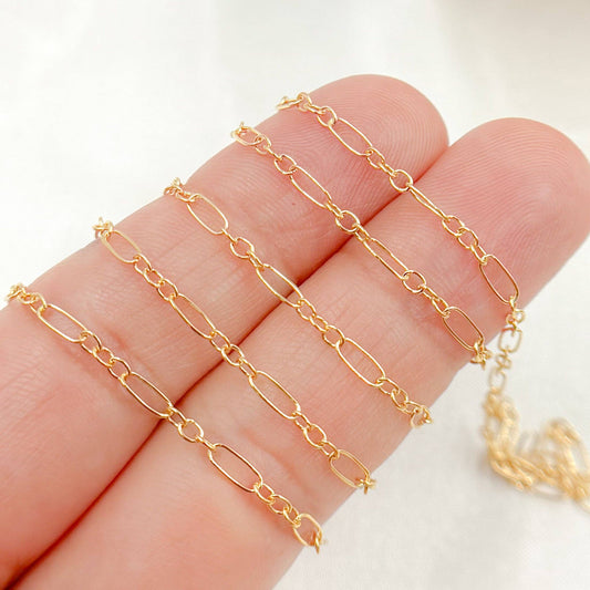 173GF. 14K Gold Filled Long & Short Link Chain: 1 Ft. / 2.1mm-3mm / Long & Short