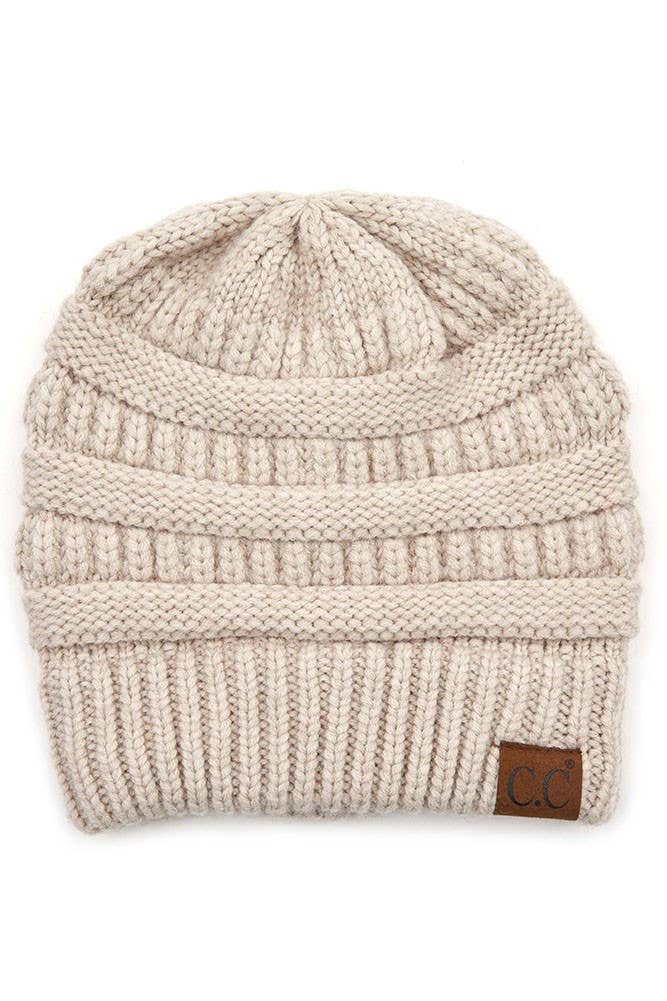C.C Mixed Soft Yarn Knit Beanie: Pastel Blue