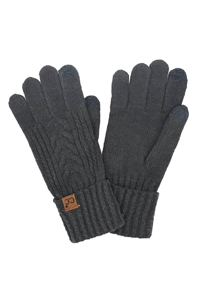 C.C Cable Knit Winter Gloves: Coco Berry