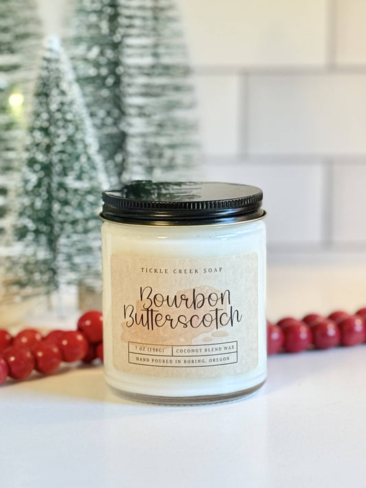 Bourbon Butterscotch 7 oz. Clear Glass Jar Candle