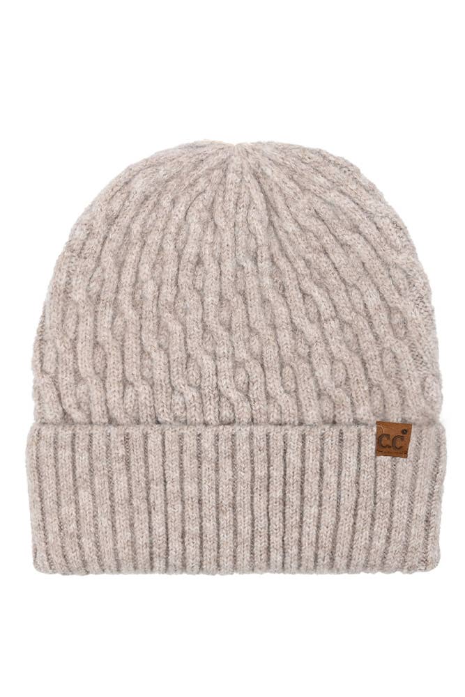 C.C Chain Link Cable Cuff Beanie: Blue