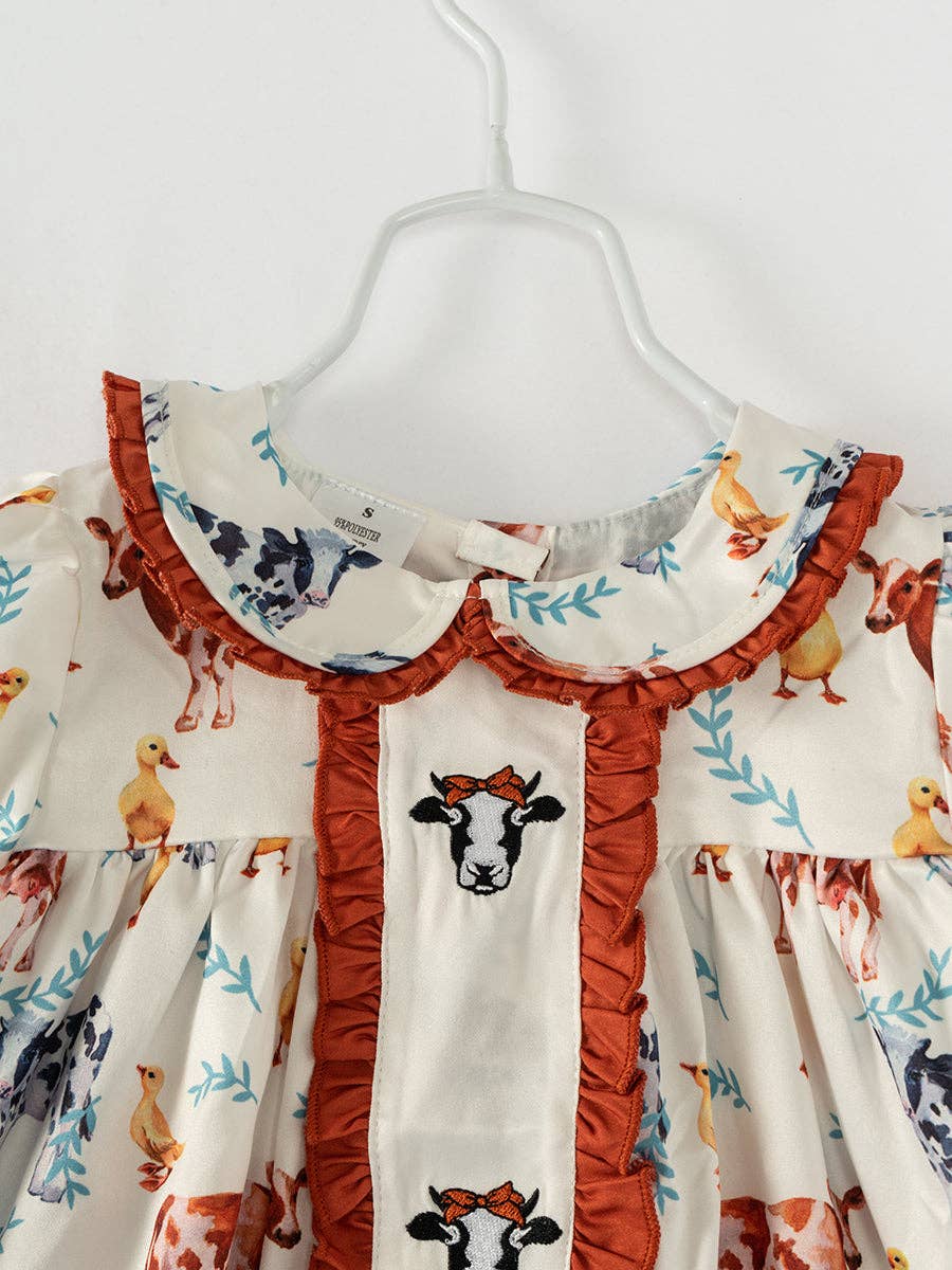 Cow Vintage Ruffle Girl Dress: 3Y