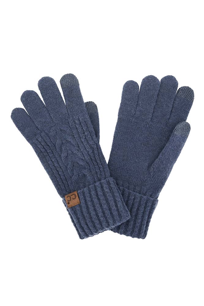 C.C Cable Knit Winter Gloves: Forest Green