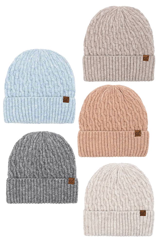 C.C Chain Link Cable Cuff Beanie: Sand