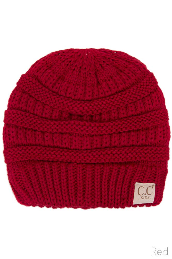 C.C Kids Solid Classic Knit Beanie: Coral