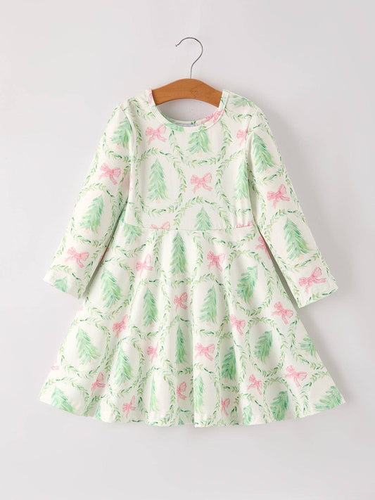 Festive Christmas Tree & Wreath Girls Dress: 2