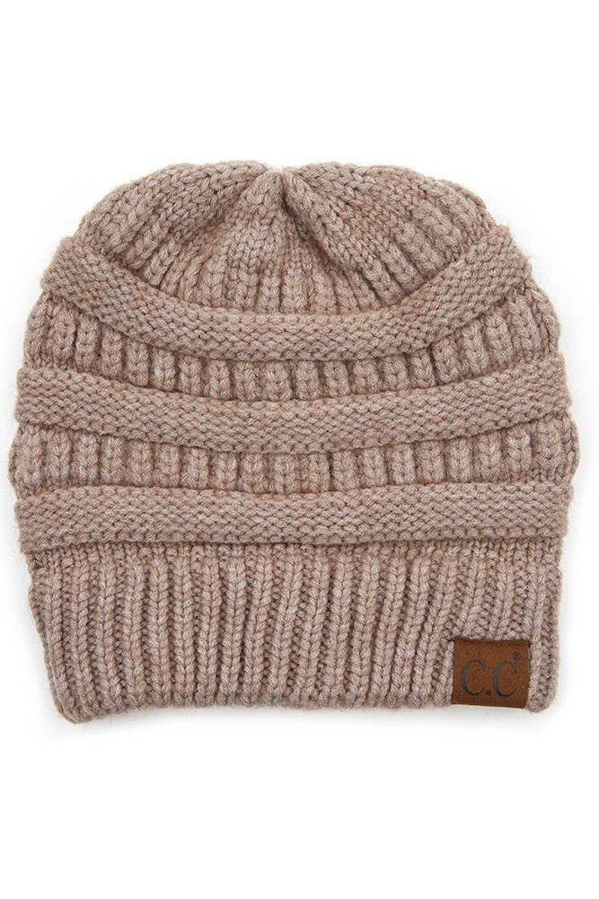 C.C Mixed Soft Yarn Knit Beanie: Pastel Blue
