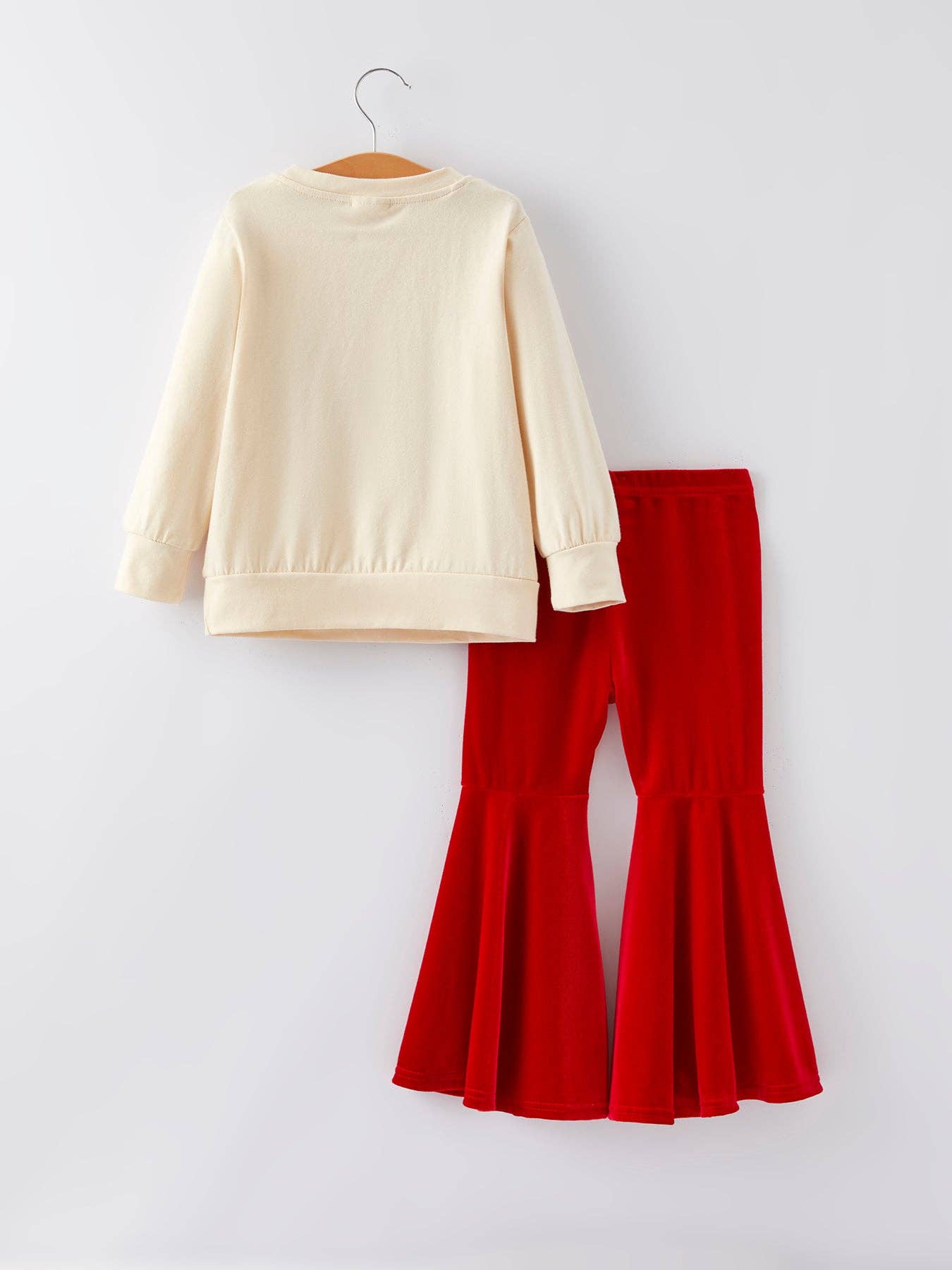 Christmas Letter Applique Top + Flared Pants Outfit Set: 6
