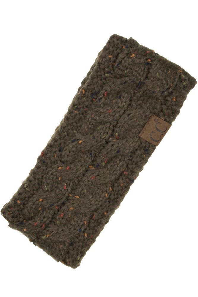 C.C Chunky Knit Confetti Sherpa Lined Headband: Oatmeal