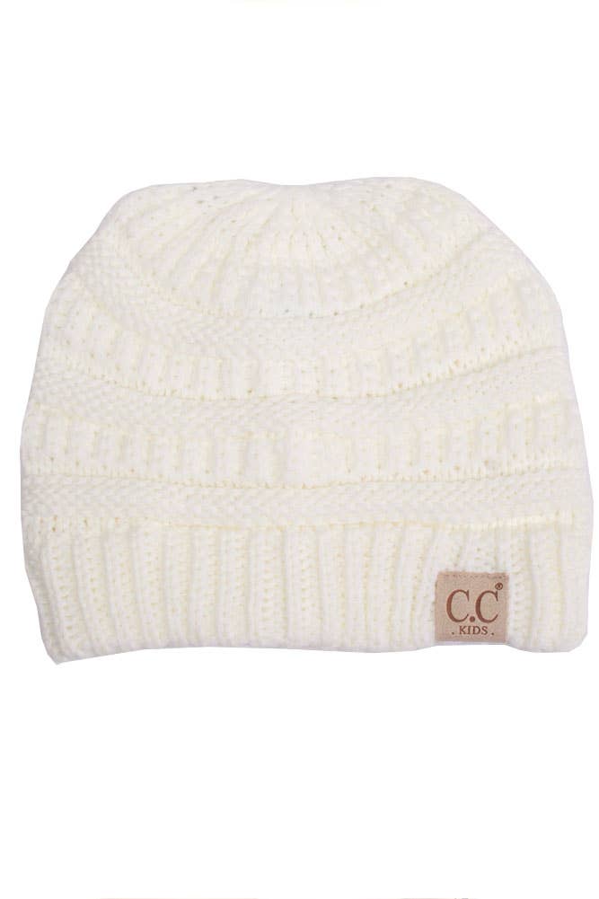C.C Kids Solid Classic Knit Beanie: Light Melange Gray