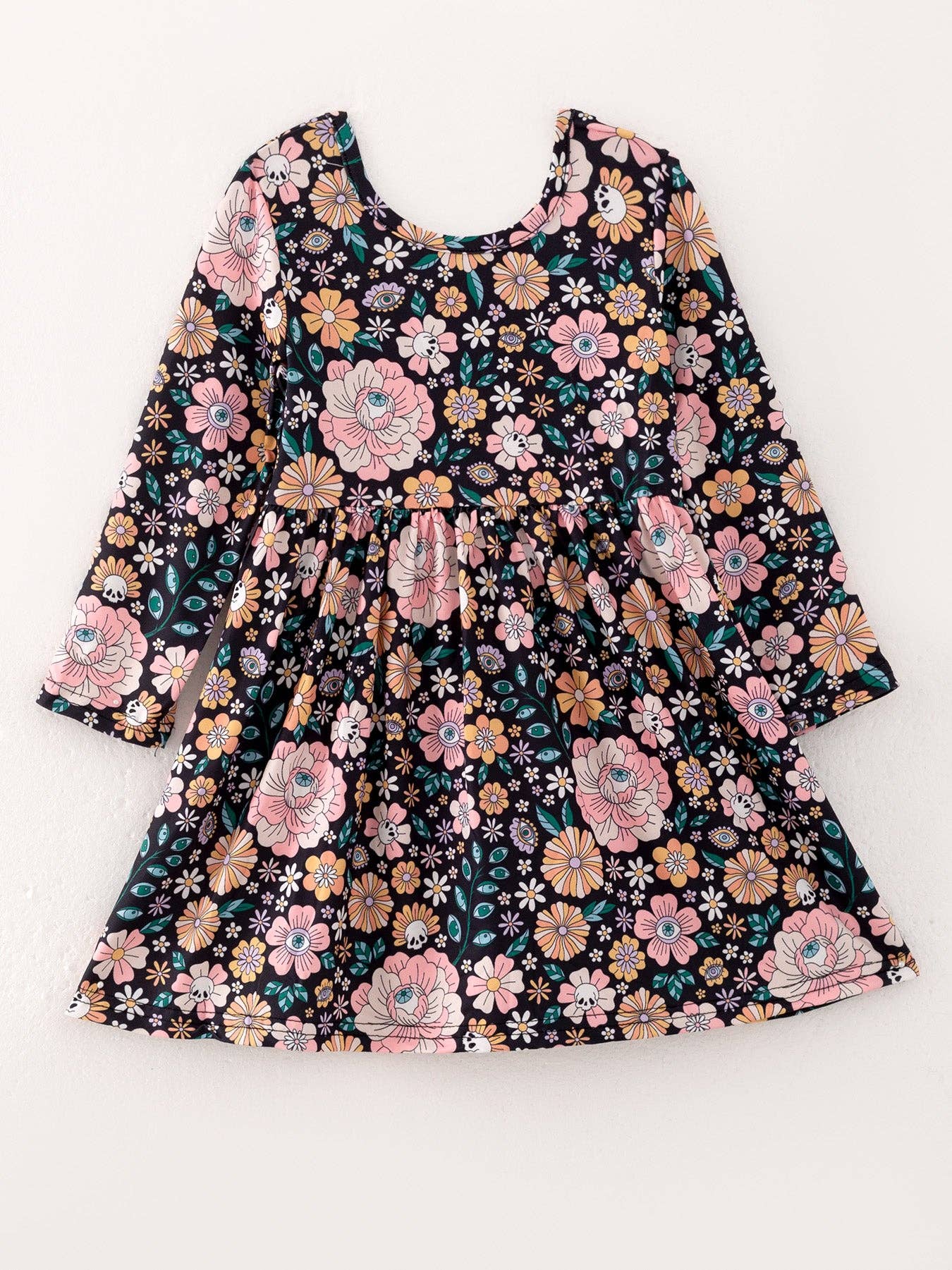 Girls Autumn Milk Silk Floral Print Dress: 4