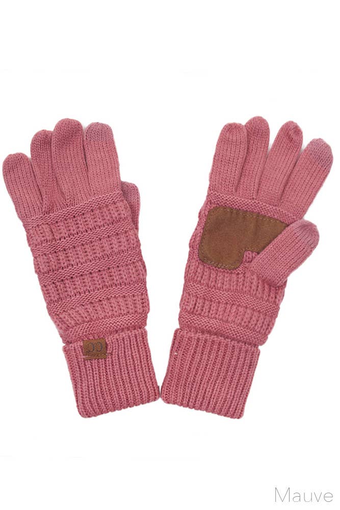 C.C Knitted Touch Screen Compatible Gloves: Brown