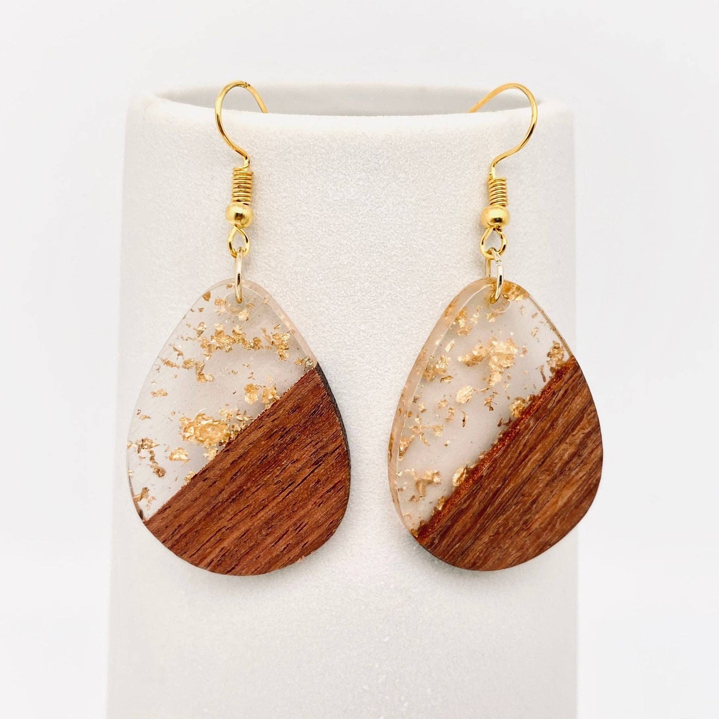 Geometric Shape Resin Wooden Stick Dangle Earrings: F