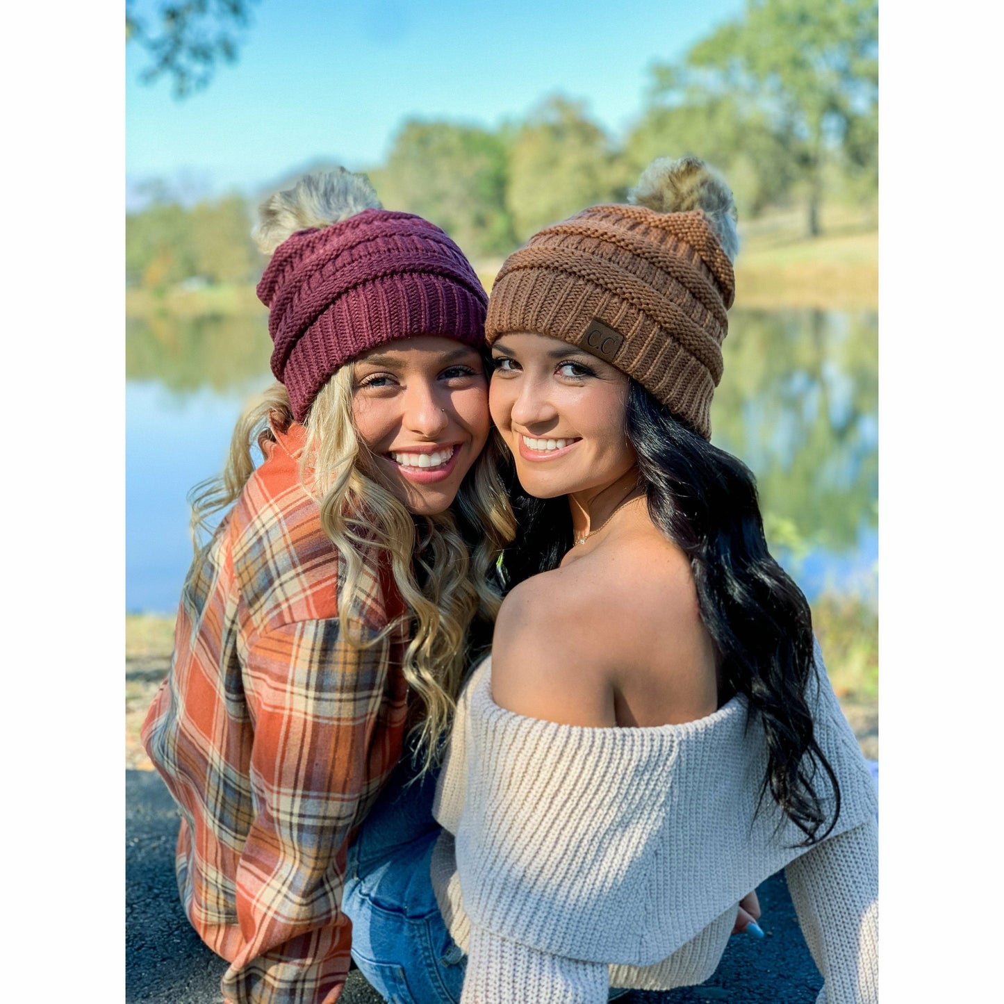 Fur Pom CC Beanie HAT43: Teal