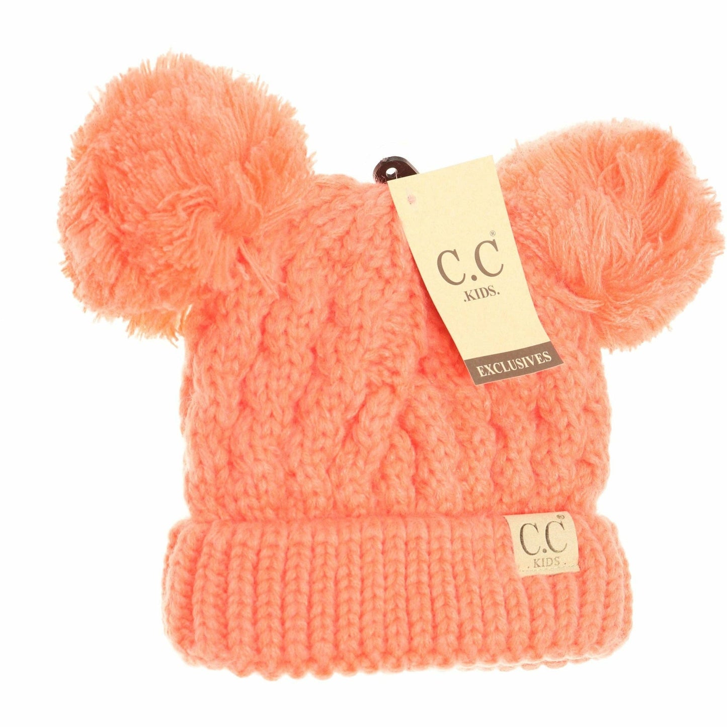 Kids Solid Double Pom CC Beanies KIDS24: Indie Pink