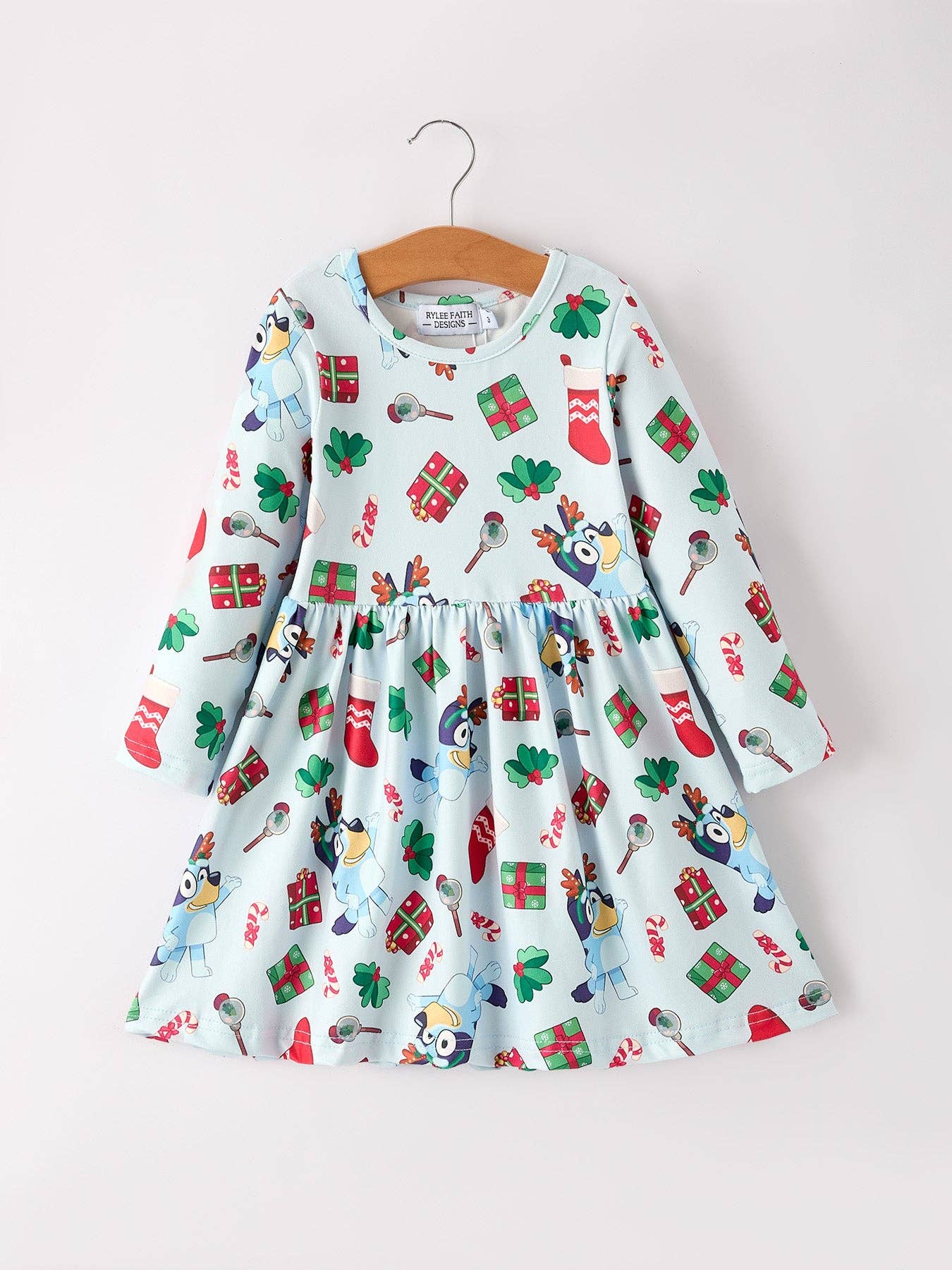 Christmas Characters and Gift Print Girls Dress: 4