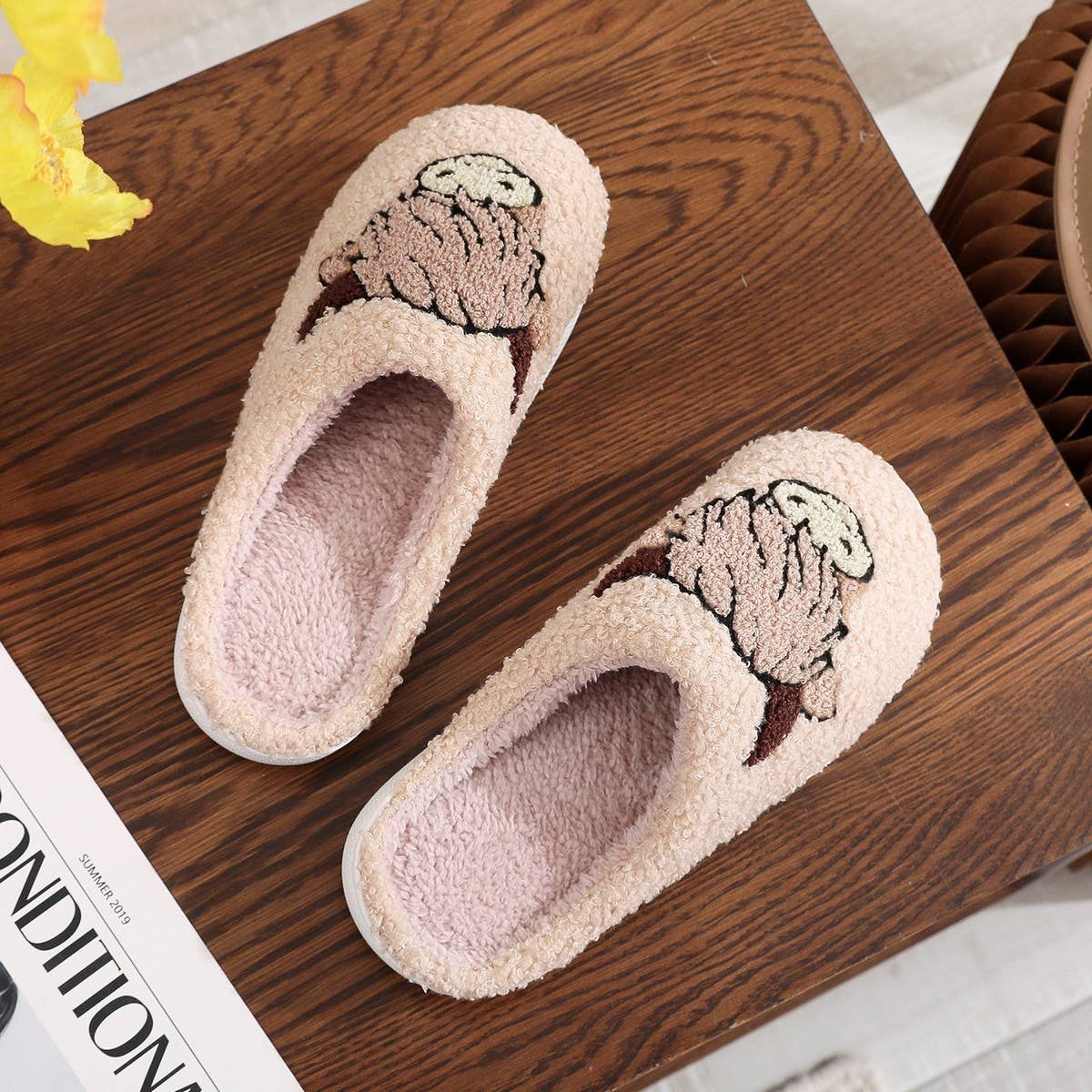 CHRISTMAS HOT-SELLING ANIMAL PRINT COTTON SLIPPERS_CWSHS0870: Brown / (6) 1