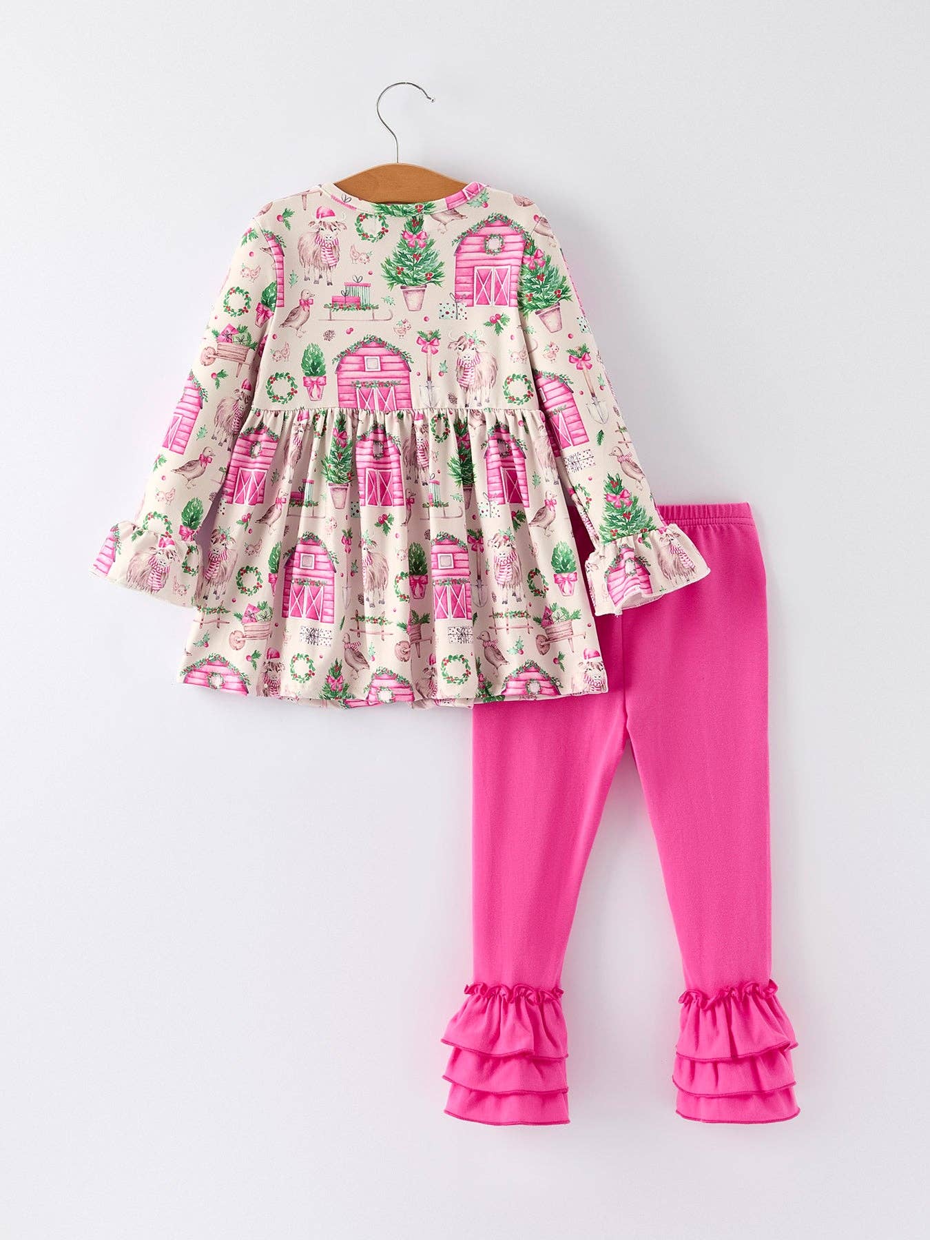 Pink Farmhouse Theme Girl Set: Christmas Spirit Outfit: 2