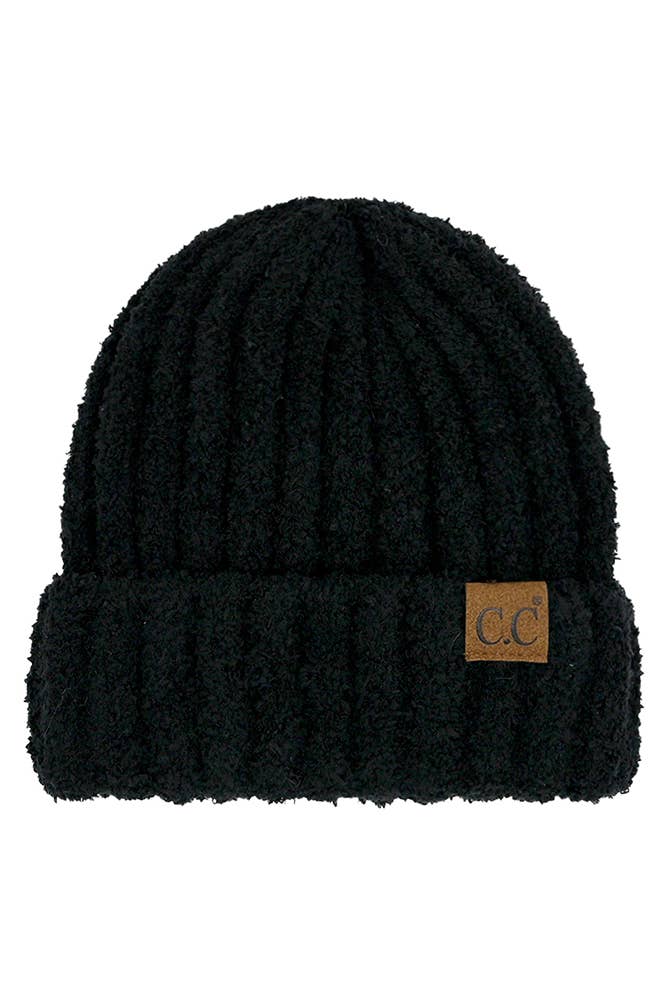 C.C Solid Color Fuzzy Beanie: Light Gray