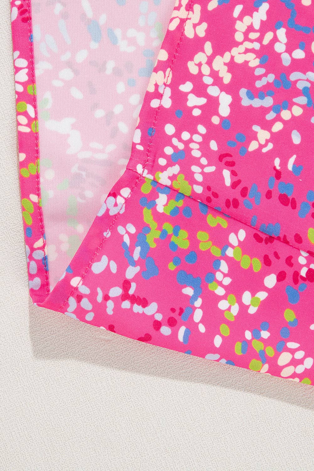 Abstract Print Collared V Neck Babydoll Blouse: Bonbon / 100%Polyester / S