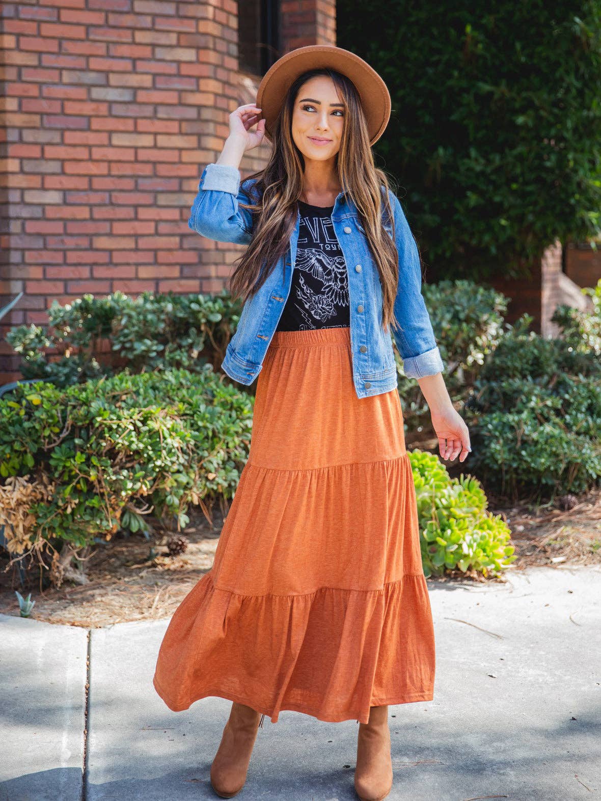 Tiered Celeste Maxi Skirt: Charcoal Gray / XL 12-14