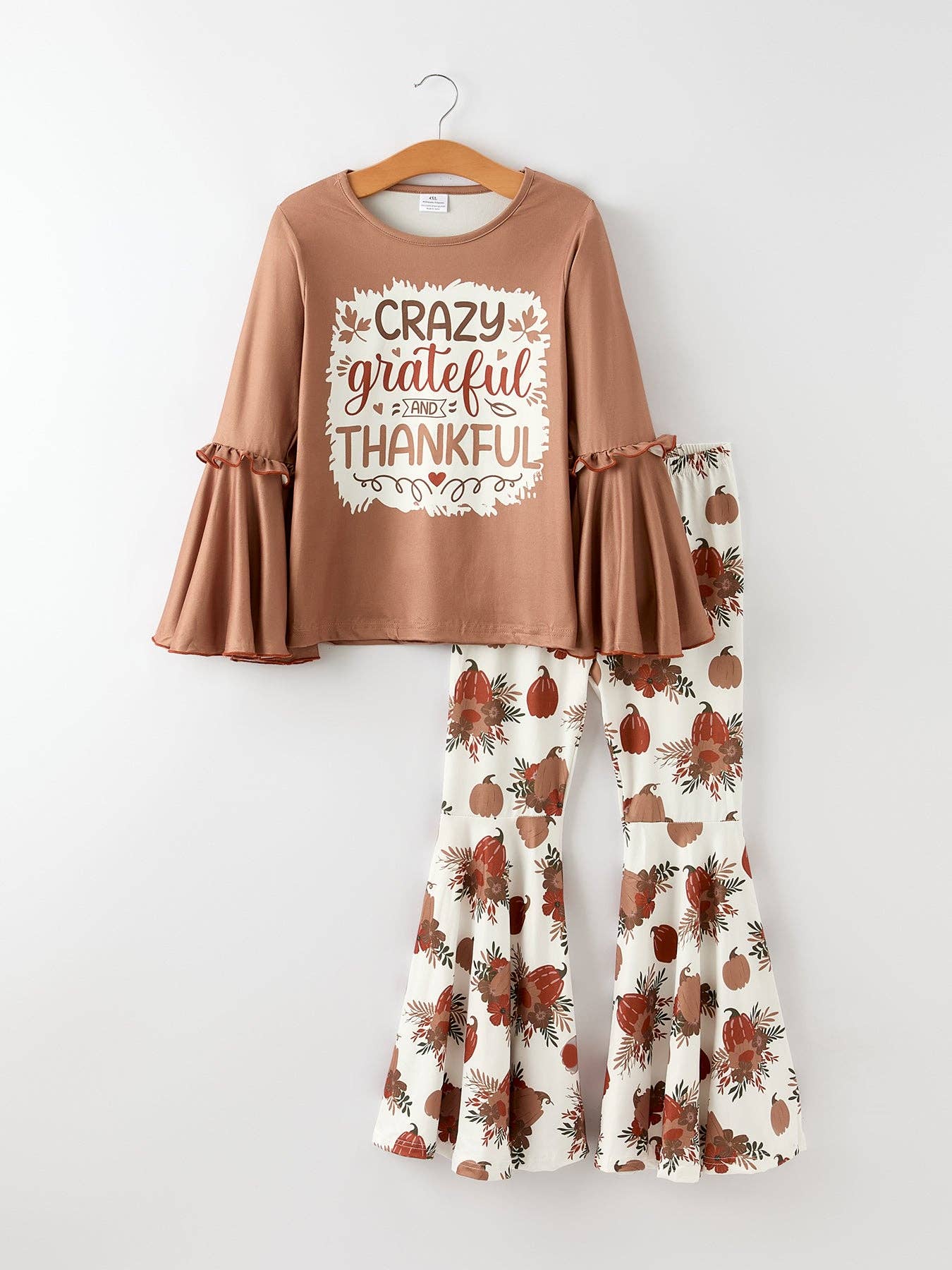 Fall Thanksgiving "crazy thankful" Girls Long Sleeve Set: 4