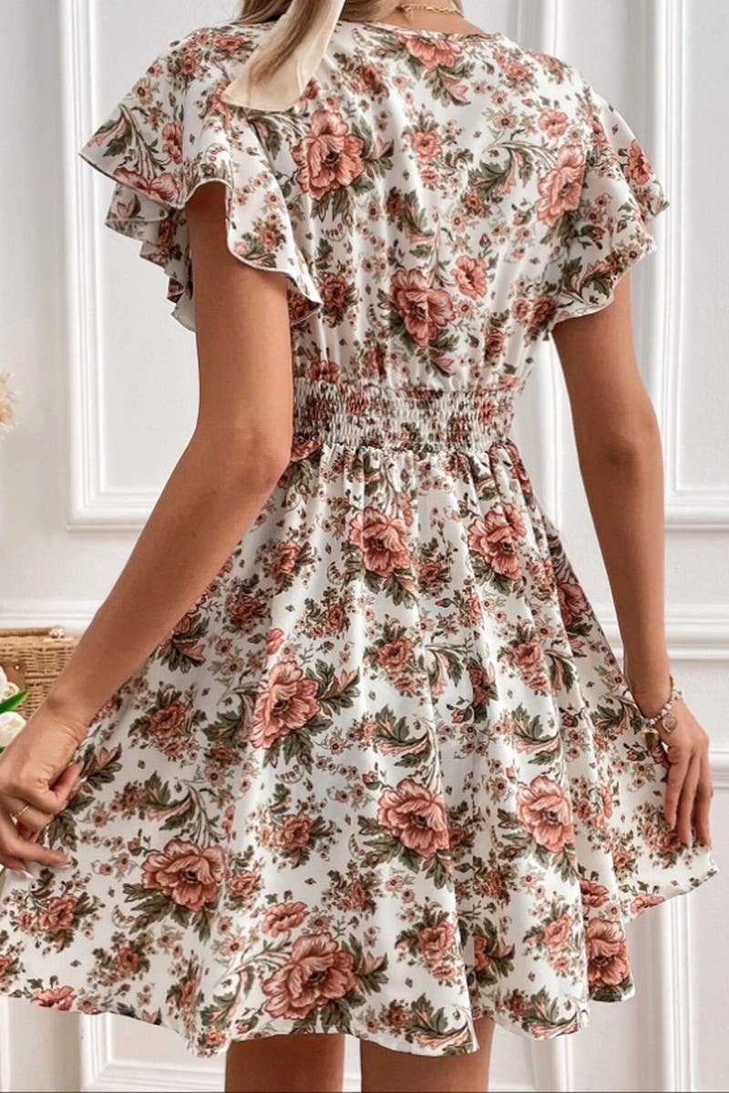 CWDSD8784_SUMMER LACE SLEEVE WAIST FLORAL DRESS: MULTICOLOR / (XL) 1