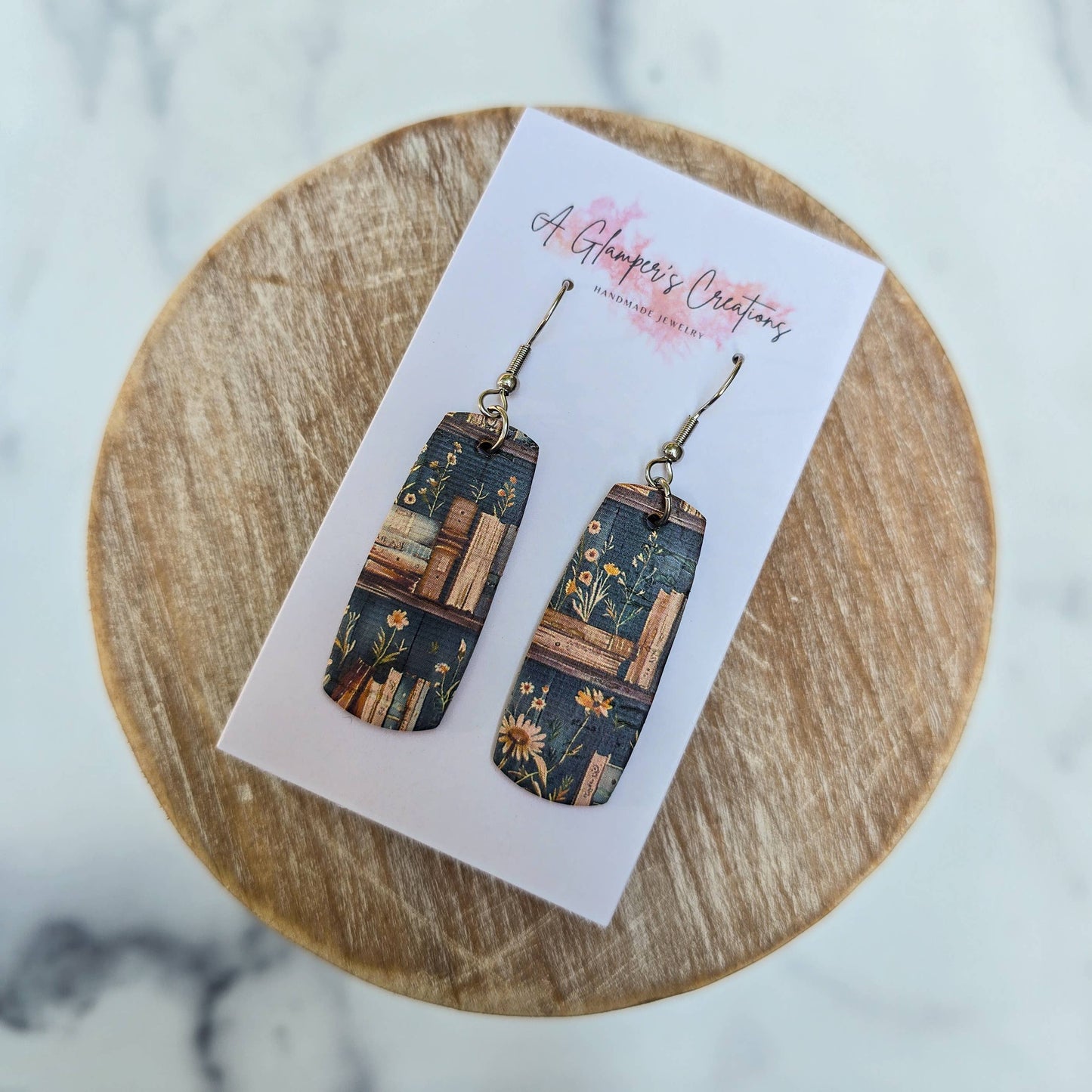 Books & Plants Mini Bar Leather Earrings