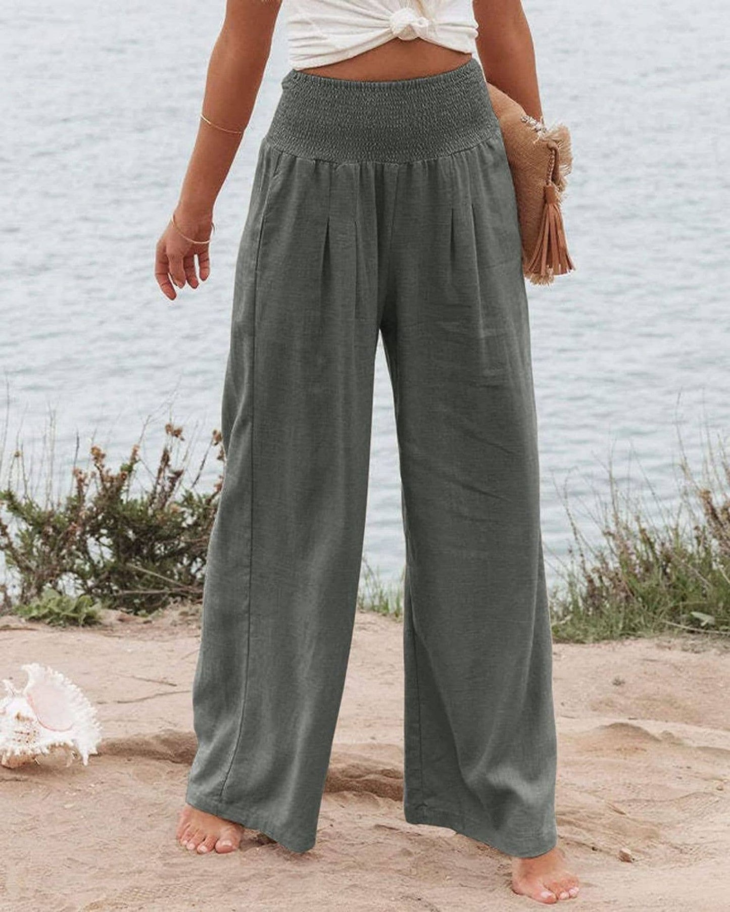 STYLE COTTON SLACKS MADE OF OLD MID-RISE SLACKS: BEIGE / (XL) 1