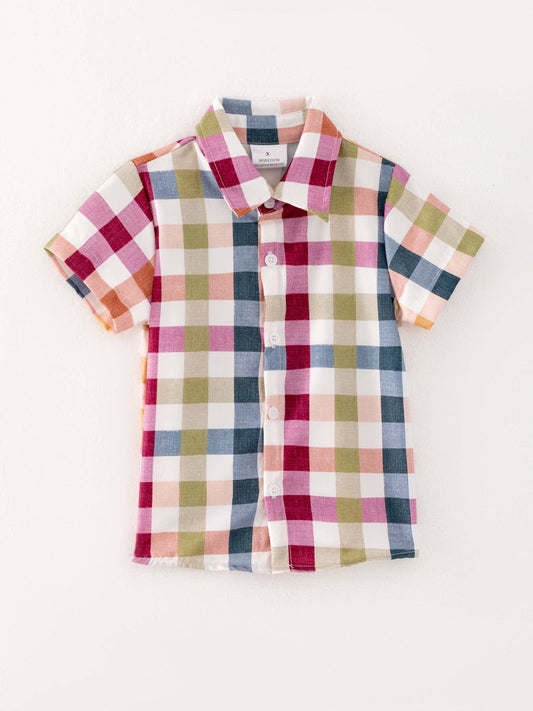 Fall Autumn Baby Boys Plaid T-shirt: 7