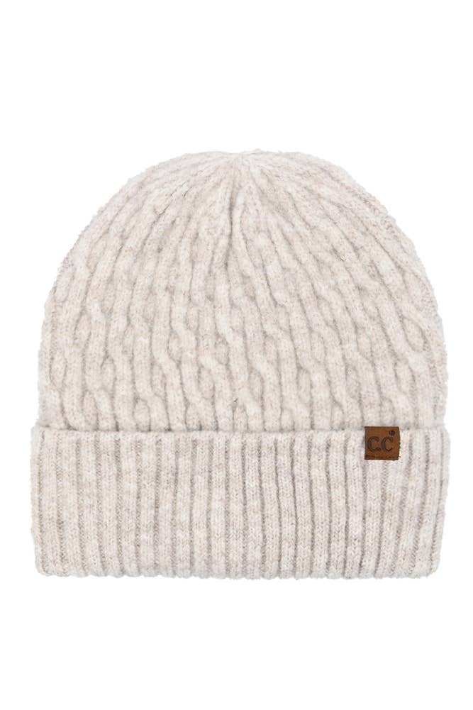 C.C Chain Link Cable Cuff Beanie: Blue