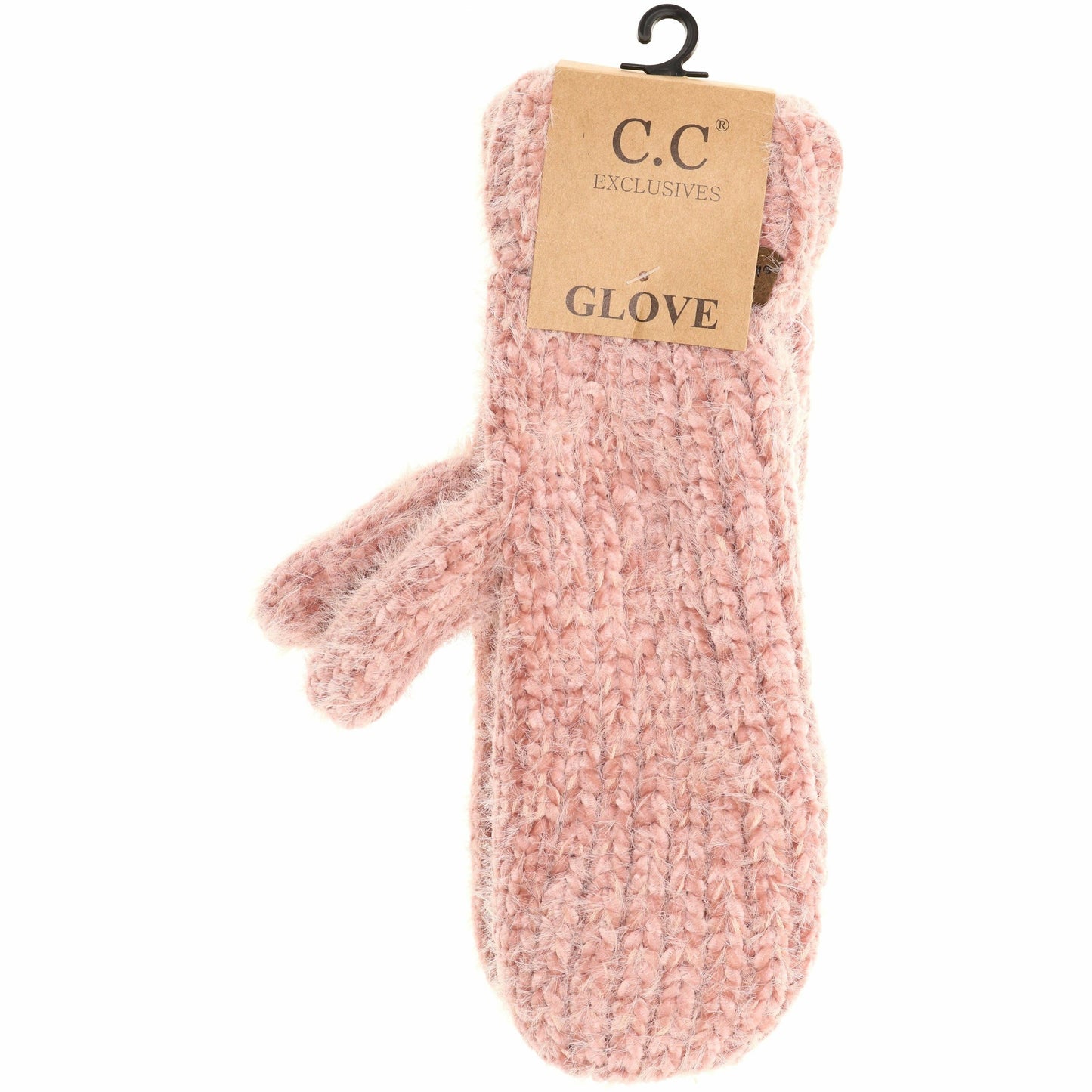 Two Tone Chenille Knit Women's Mittens: Mint