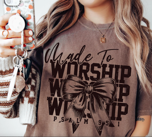 Made To Worship Comfort Color Tee: Espresso / 2-XL
