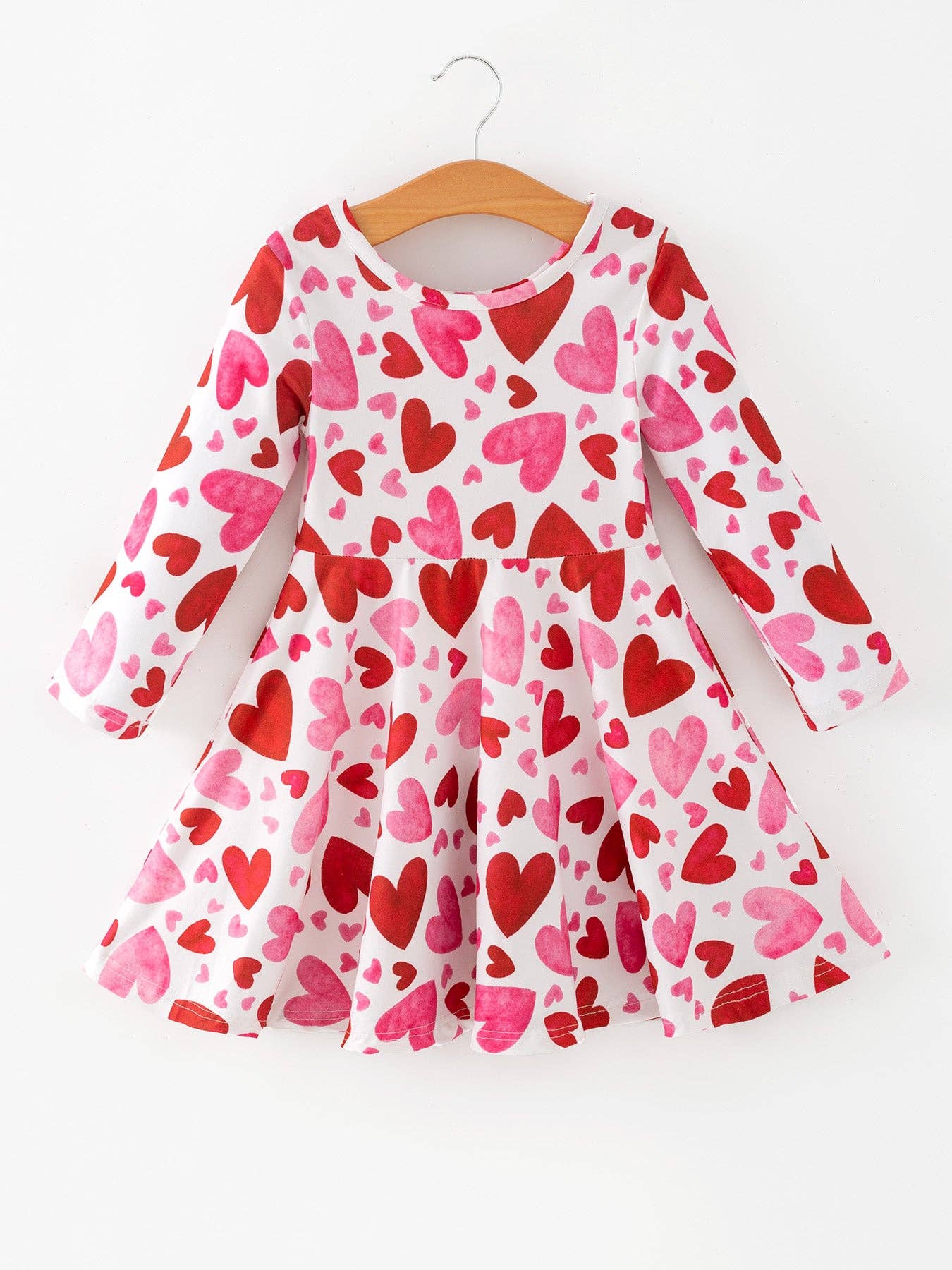 Toddler Girls Valentine Cute Pink Red Heart Print Dress: 4