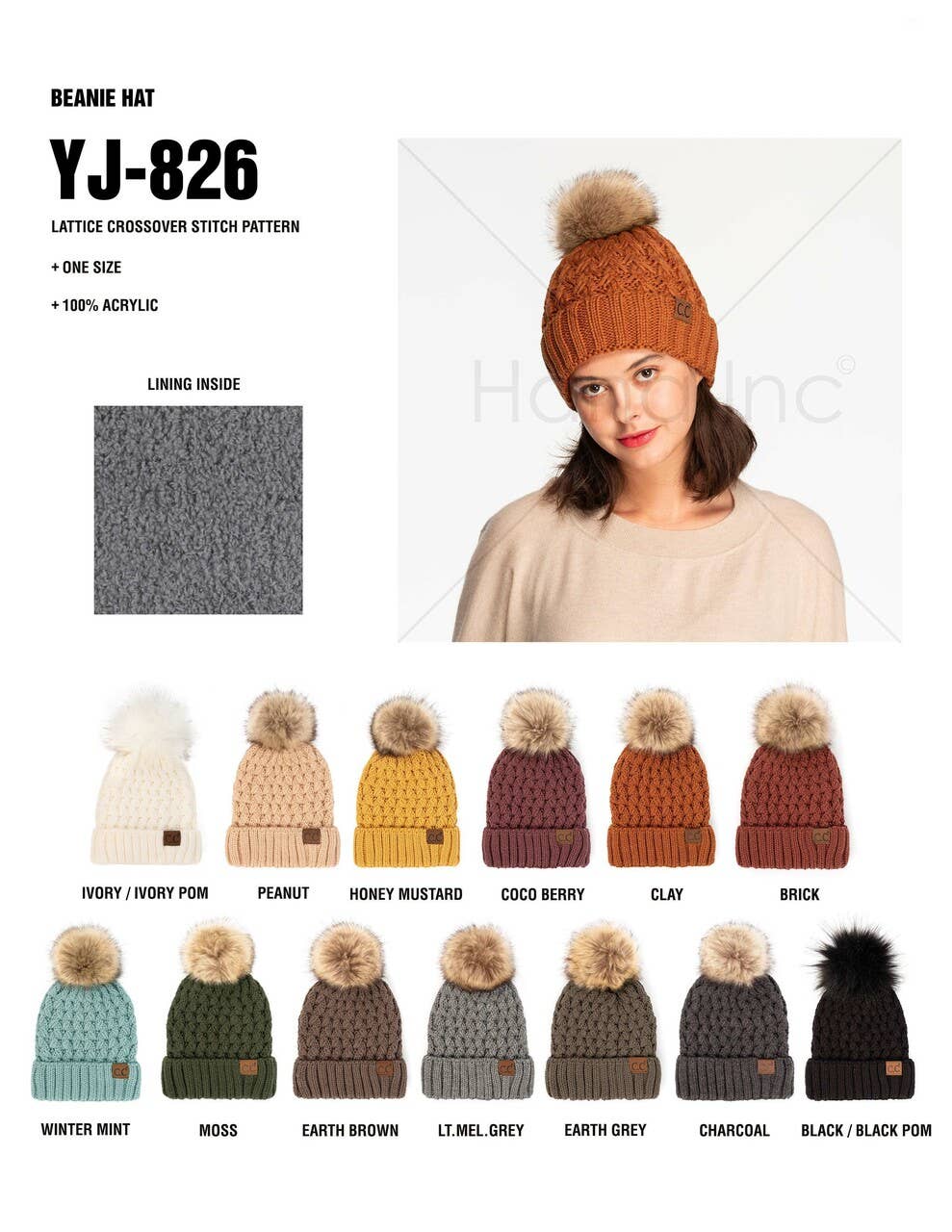 C.C Lattice Crossover Stitch Beanie Winter Hat: Clay