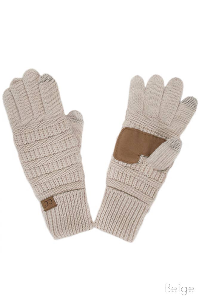 C.C Knitted Touch Screen Compatible Gloves: Coral