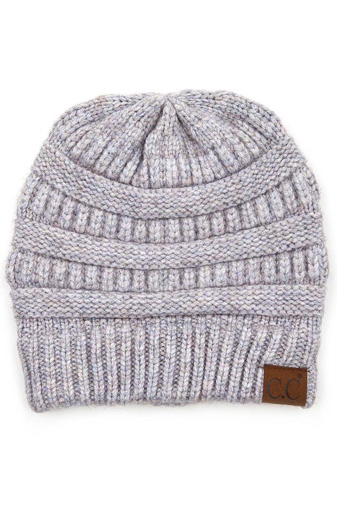 C.C Mixed Soft Yarn Knit Beanie: Pastel Blue