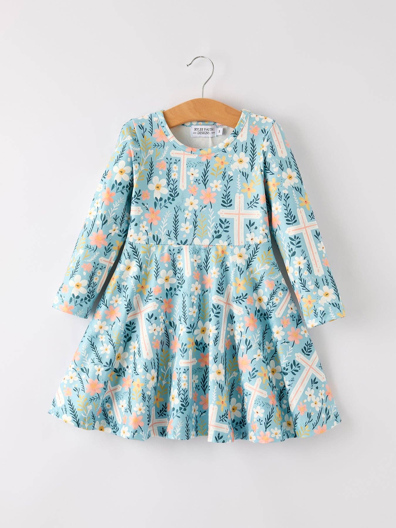 Autumn Christmas Girls Cross Floral Milk Silk Dress: 5