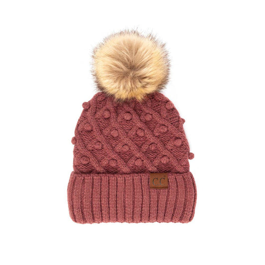 C.C Bobble Beanie Hat: Cocoberry