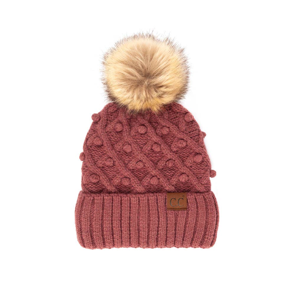 C.C Bobble Beanie Hat: Moss