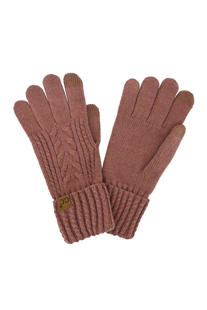 C.C Cable Knit Winter Gloves: Navy