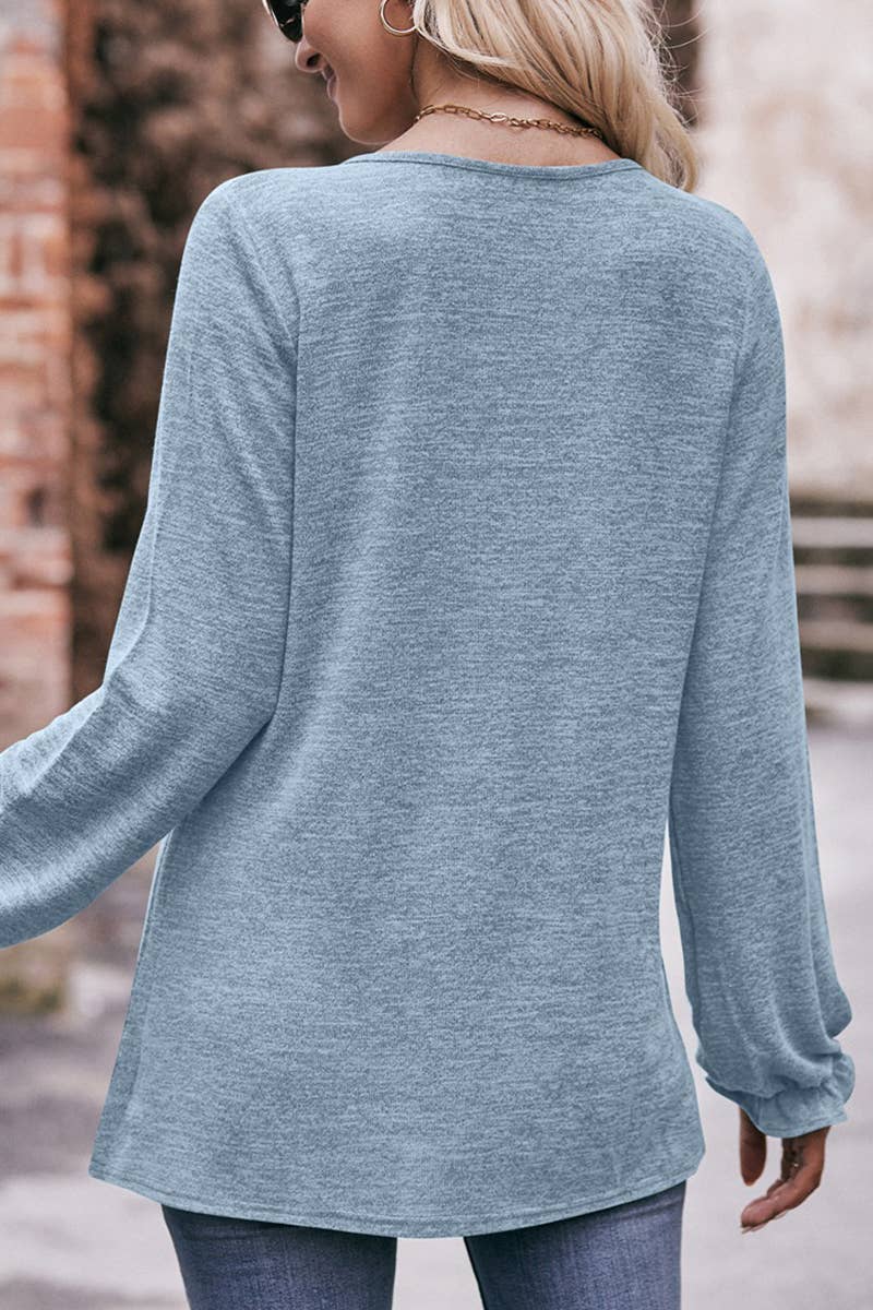 WOMEN OVERSIZED LOOSE FIT SHIRRED PULLOVER TOP_CWTTL0940: LIGHTPURPLE / (M) 1