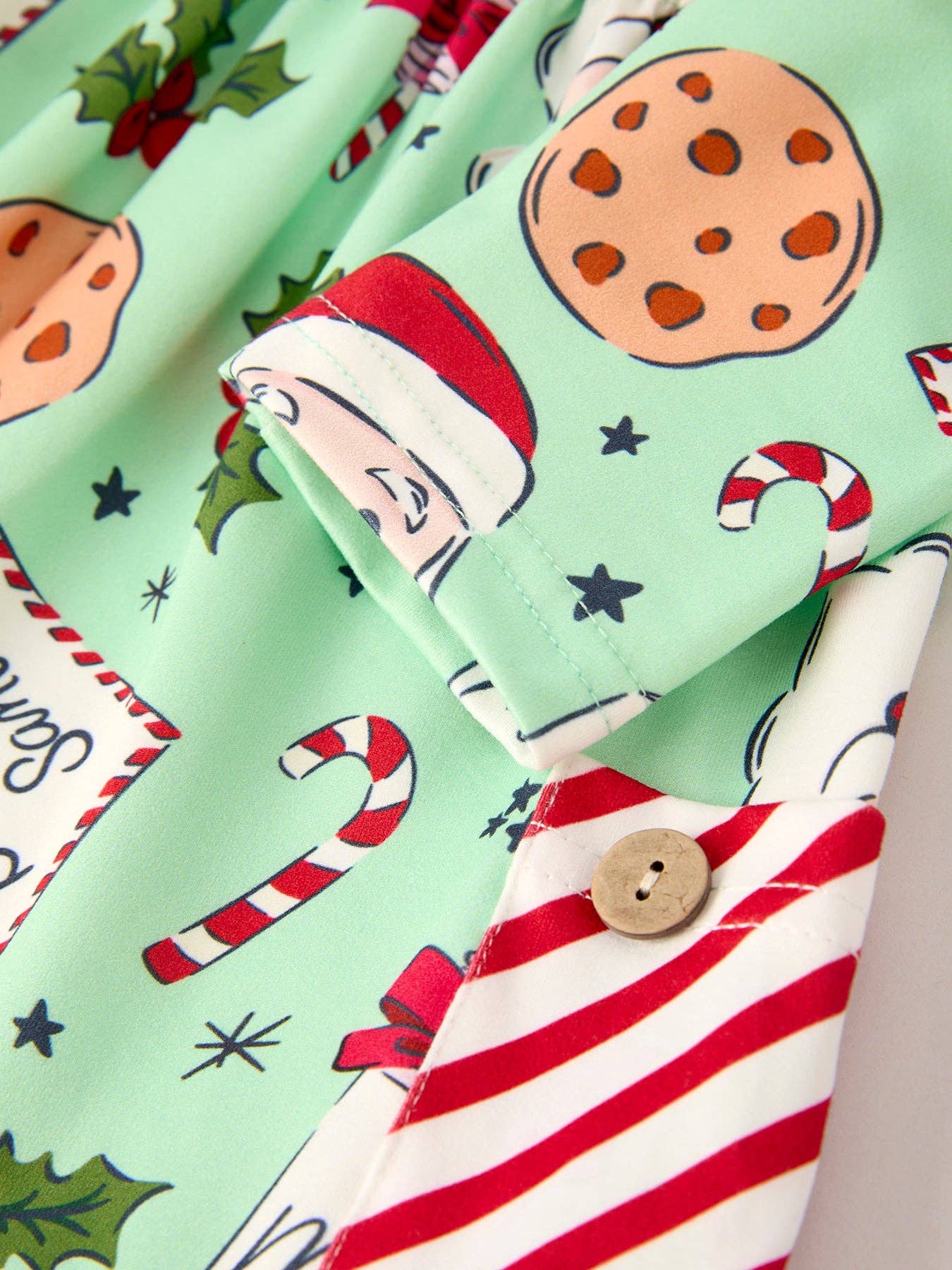 Winter Christmas Green Santa Girls Pocket Ruffle Dress: 4
