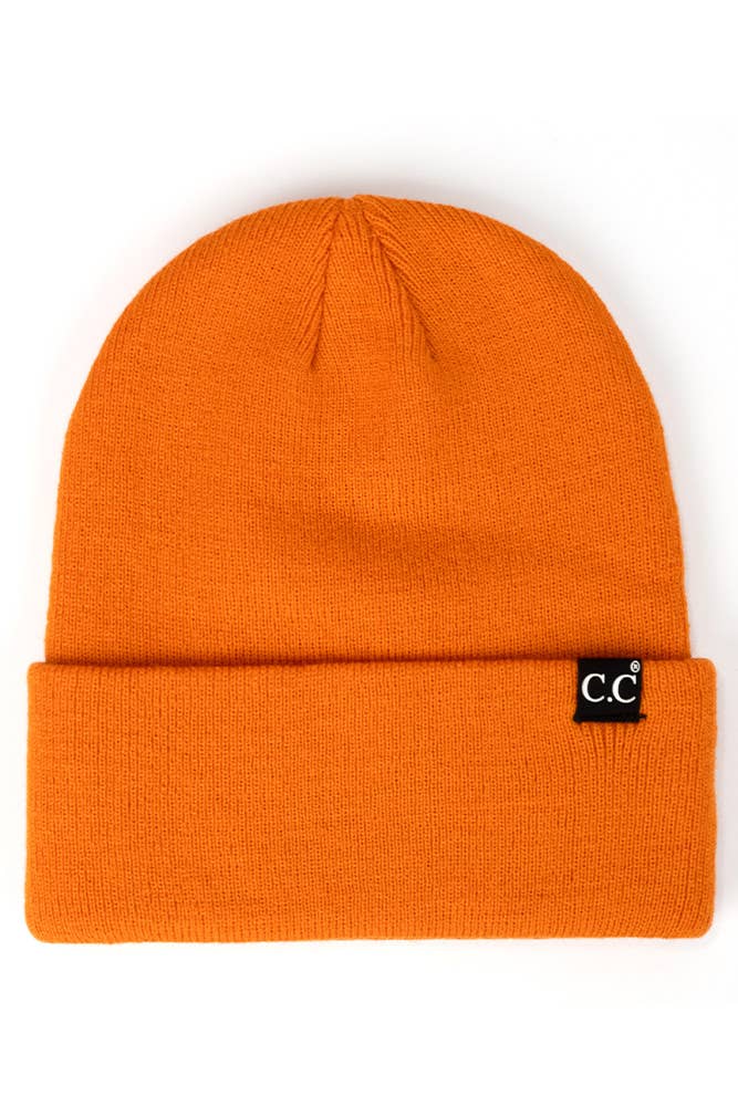C.C Solid Cuff Beanie Hat: Deep Blue