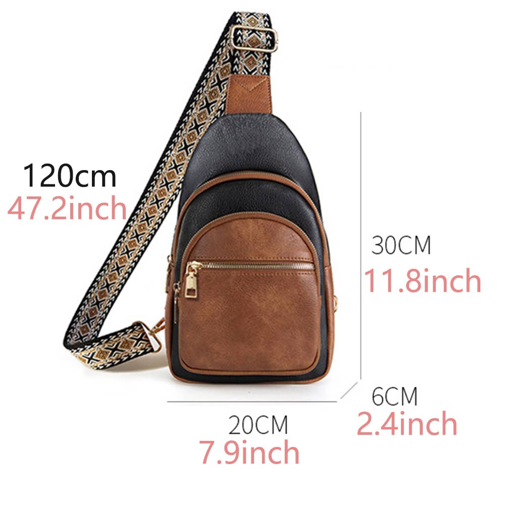 Retro Multi Layered Shoulder Bag: Brown / One Size