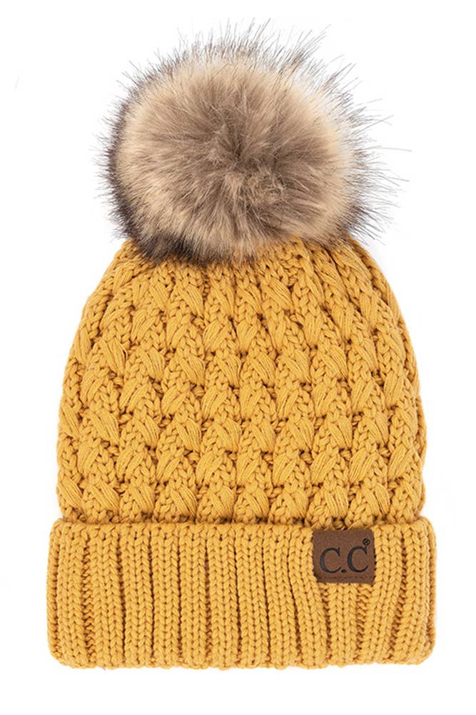 C.C Lattice Crossover Stitch Beanie Winter Hat: Clay